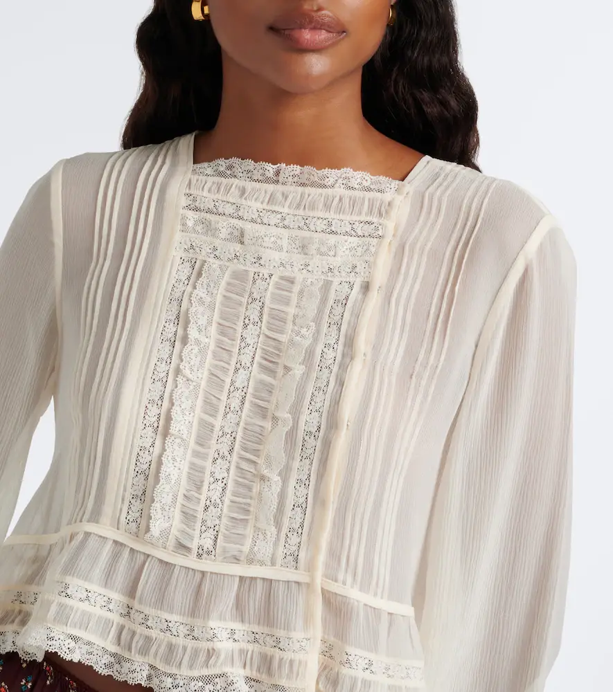 DÔEN Dôen Elodine lace-trimmed silk chiffon top | Thumbnail 6 DÔEN Dôen Elodine lace-trimmed silk chiffon top | Thumbnail 6