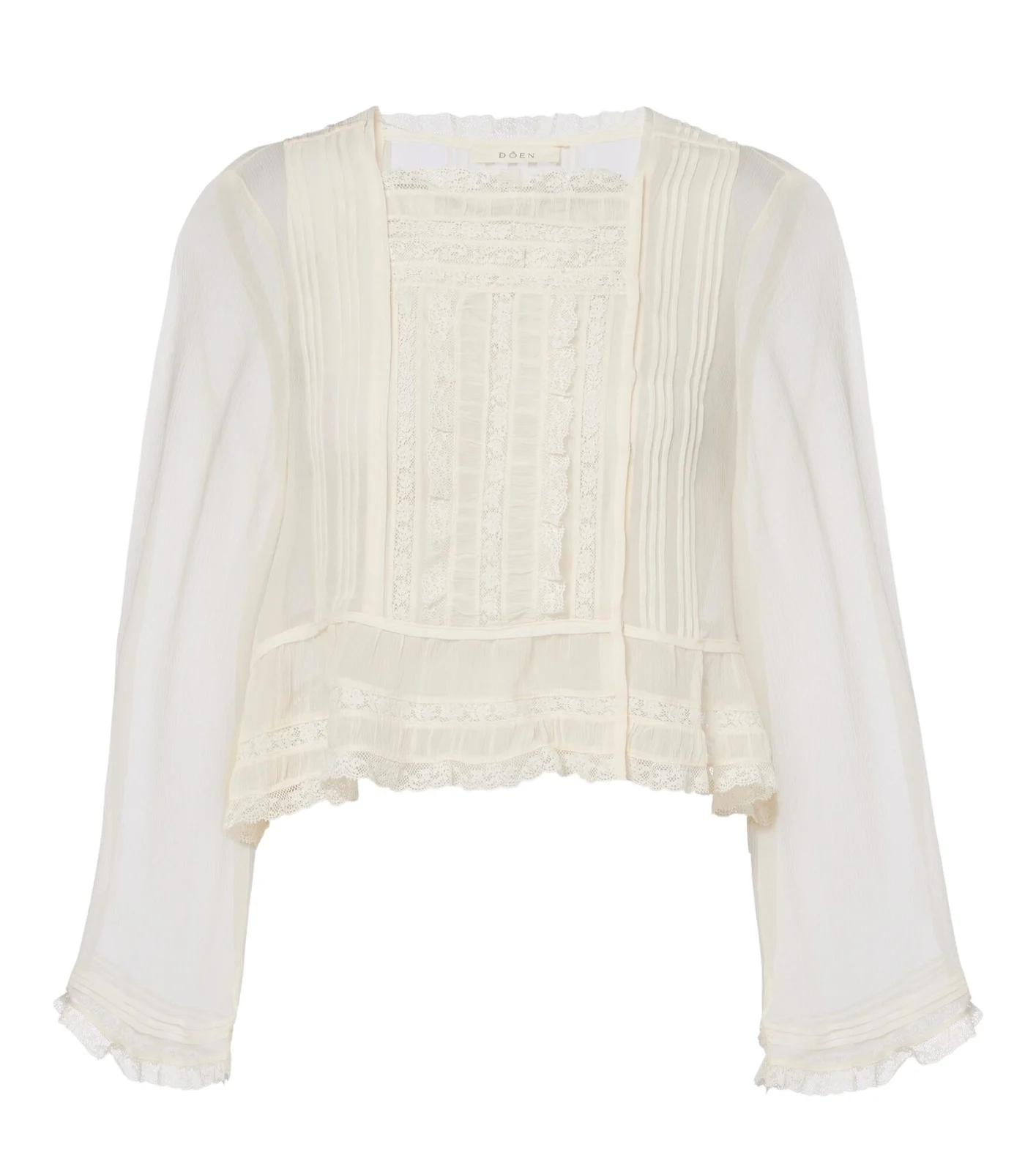 Dôen Elodine lace-trimmed silk chiffon top Dôen Elodine lace-trimmed silk chiffon top