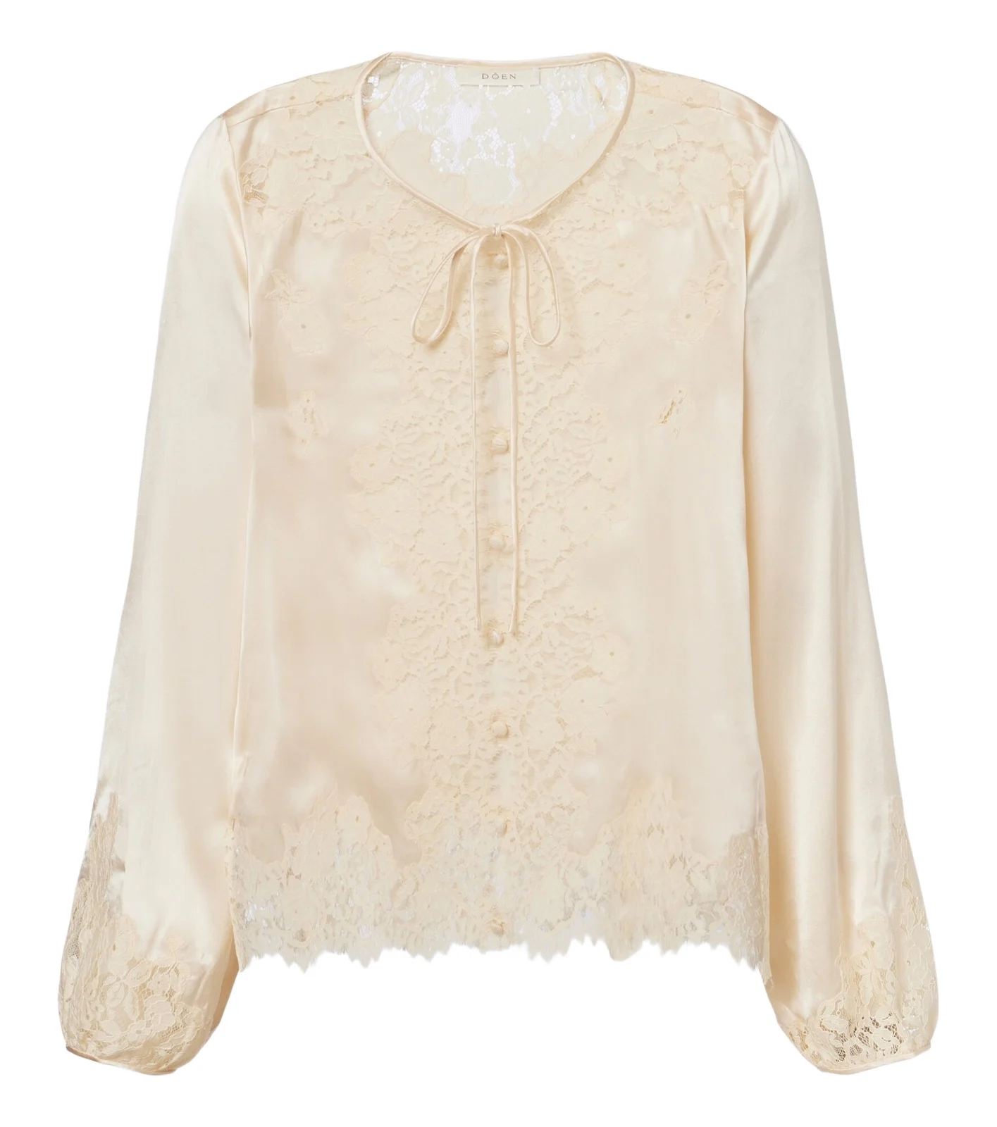 Dôen Lucine lace-trimmed silk satin blouse