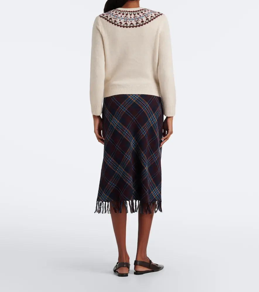 DÔEN Dôen Elowette fringed plaid midi skirt | Thumbnail 2