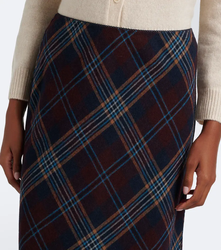 DÔEN Dôen Elowette fringed plaid midi skirt | Thumbnail 3