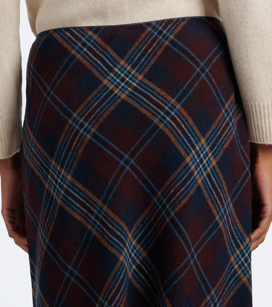 DÔEN Dôen Elowette fringed plaid midi skirt | Thumbnail 4