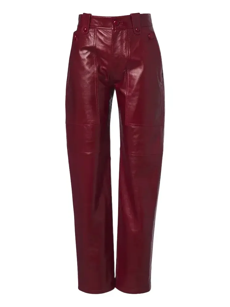 Valka leather straight pants