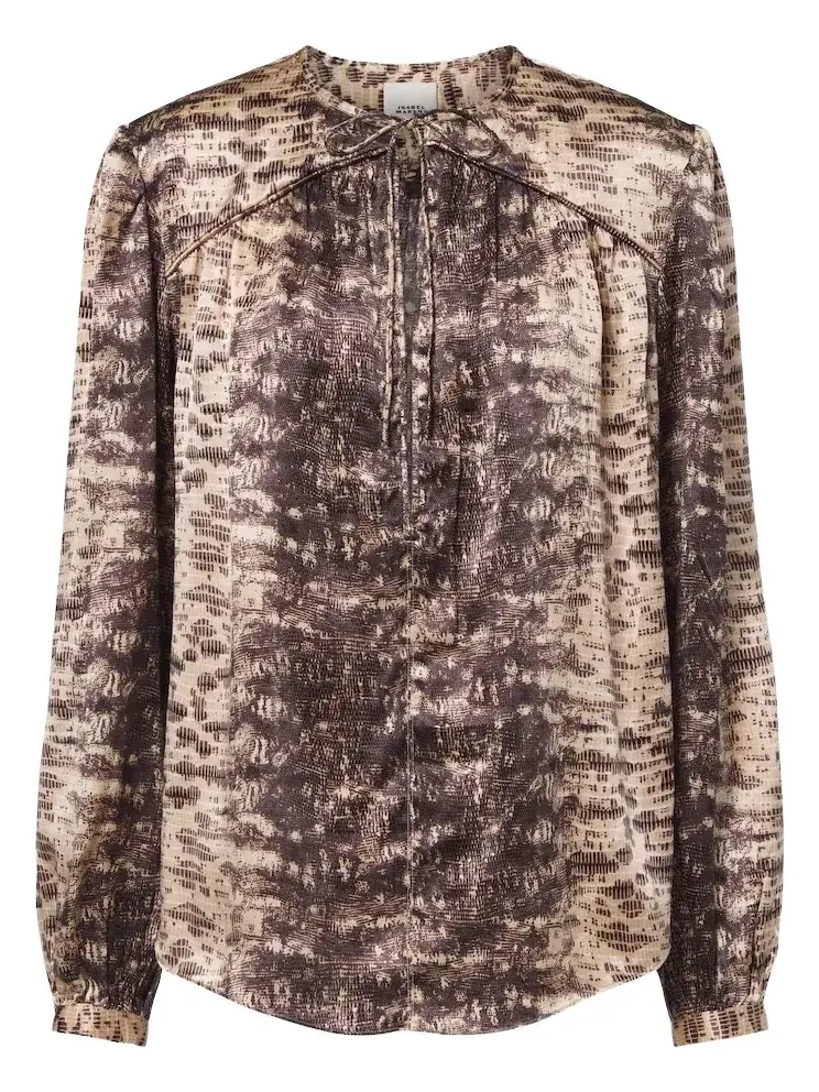 Laraya snake-print silk satin blouse Laraya snake-print silk satin blouse