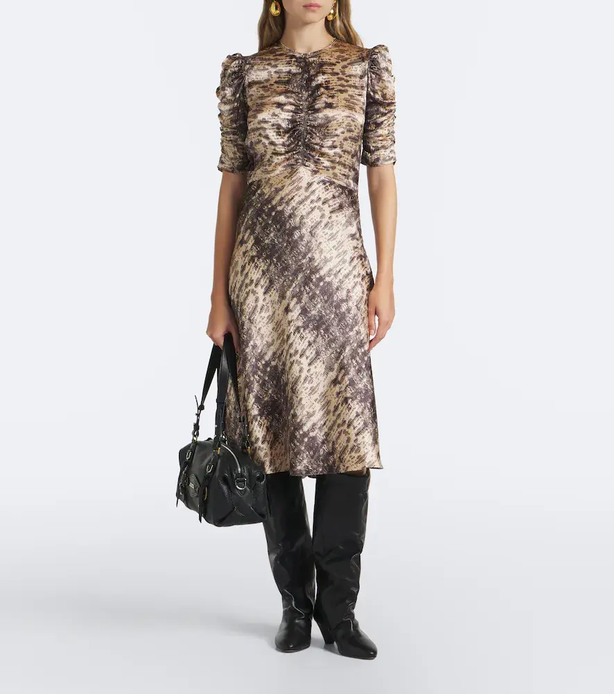 Isabel Marant Lemila ruched snake-print silk midi dress | Thumbnail 5