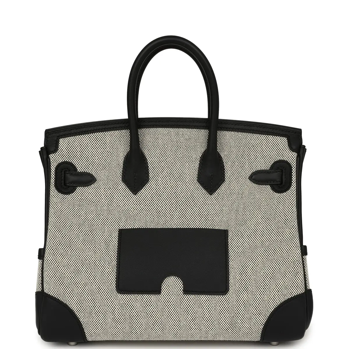 HERMÈS Hermes Birkin 25 Cargo Ecru-Black Toile H Canvas and Black Swift Palladium Hardware | Thumbnail 4