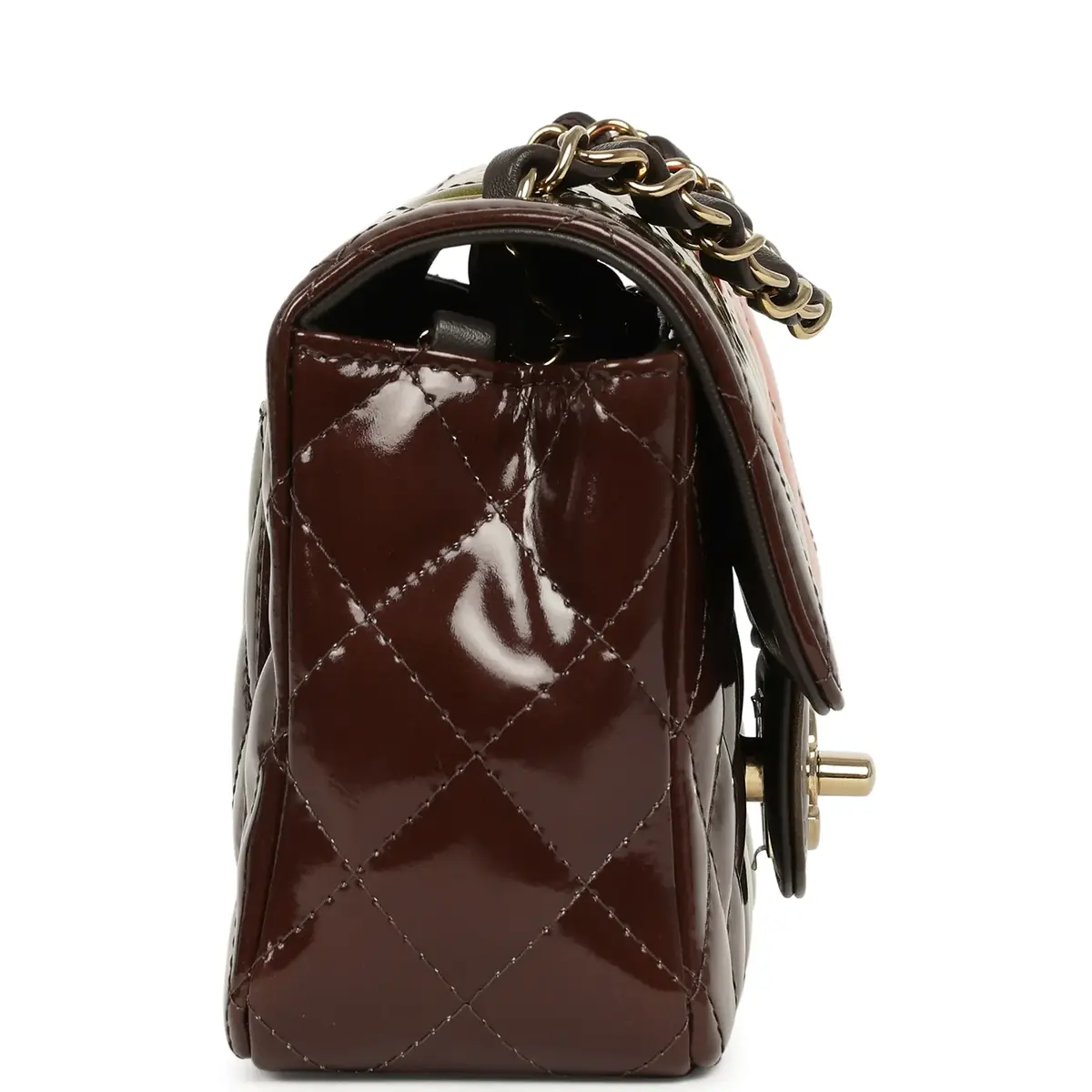 Chanel Pre-owned Chanel Mini Paris-Dakar "Sunset Rectangular Flap Bag Brown, Green, Orange Patent Light Gold Hardware | Thumbnail 3 Chanel Pre-owned Chanel Mini Paris-Dakar "Sunset Rectangular Flap Bag Brown, Green, Orange Patent Light Gold Hardware | Thumbnail 3