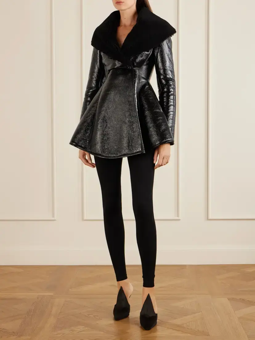 Alaïa Shearling-trimmed Leather Coat | Thumbnail 2 Alaïa Shearling-trimmed Leather Coat | Thumbnail 2