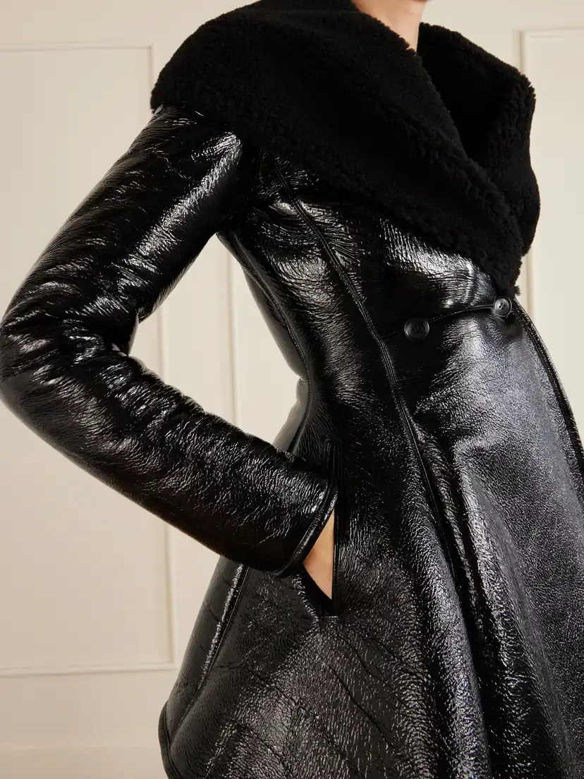 Alaïa Shearling-trimmed Leather Coat | Thumbnail 4 Alaïa Shearling-trimmed Leather Coat | Thumbnail 4