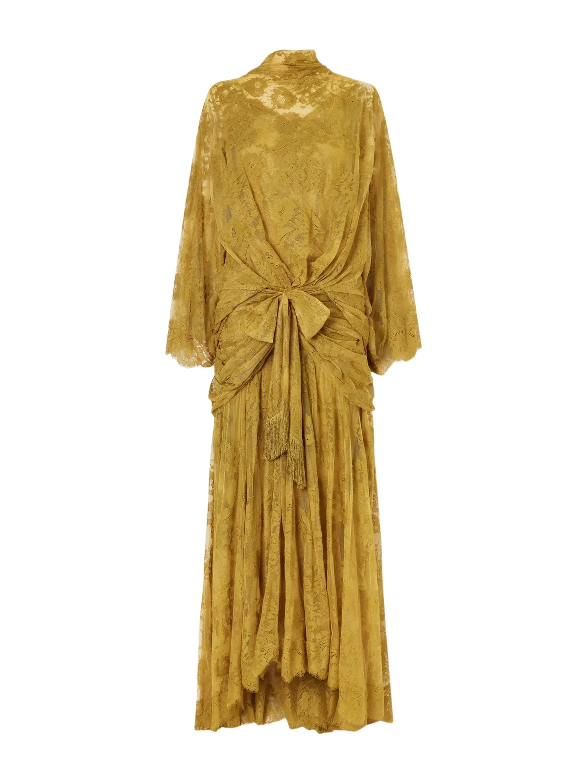Ascent Bow-detail Gathered Lace Gown