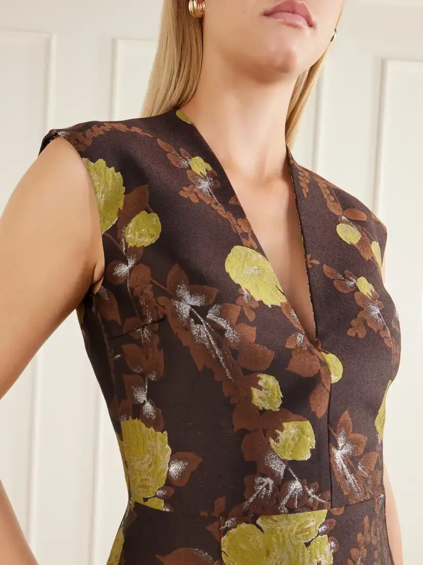 La DoubleJ Feather-trimmed Jacquard Midi Dress | Thumbnail 4 La DoubleJ Feather-trimmed Jacquard Midi Dress | Thumbnail 4