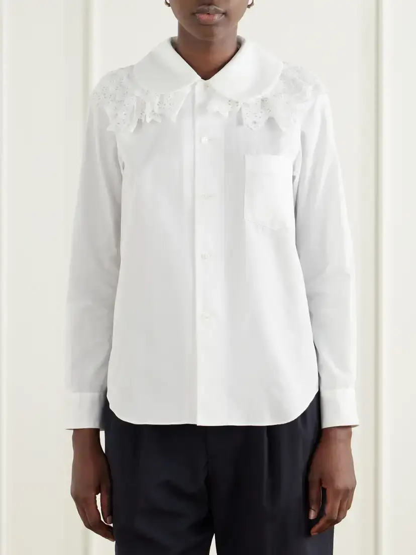Comme des Garçons GIRL Broderie Anglaise-trimmed Cotton-poplin Blouse | Thumbnail 3 Comme des Garçons GIRL Broderie Anglaise-trimmed Cotton-poplin Blouse | Thumbnail 3