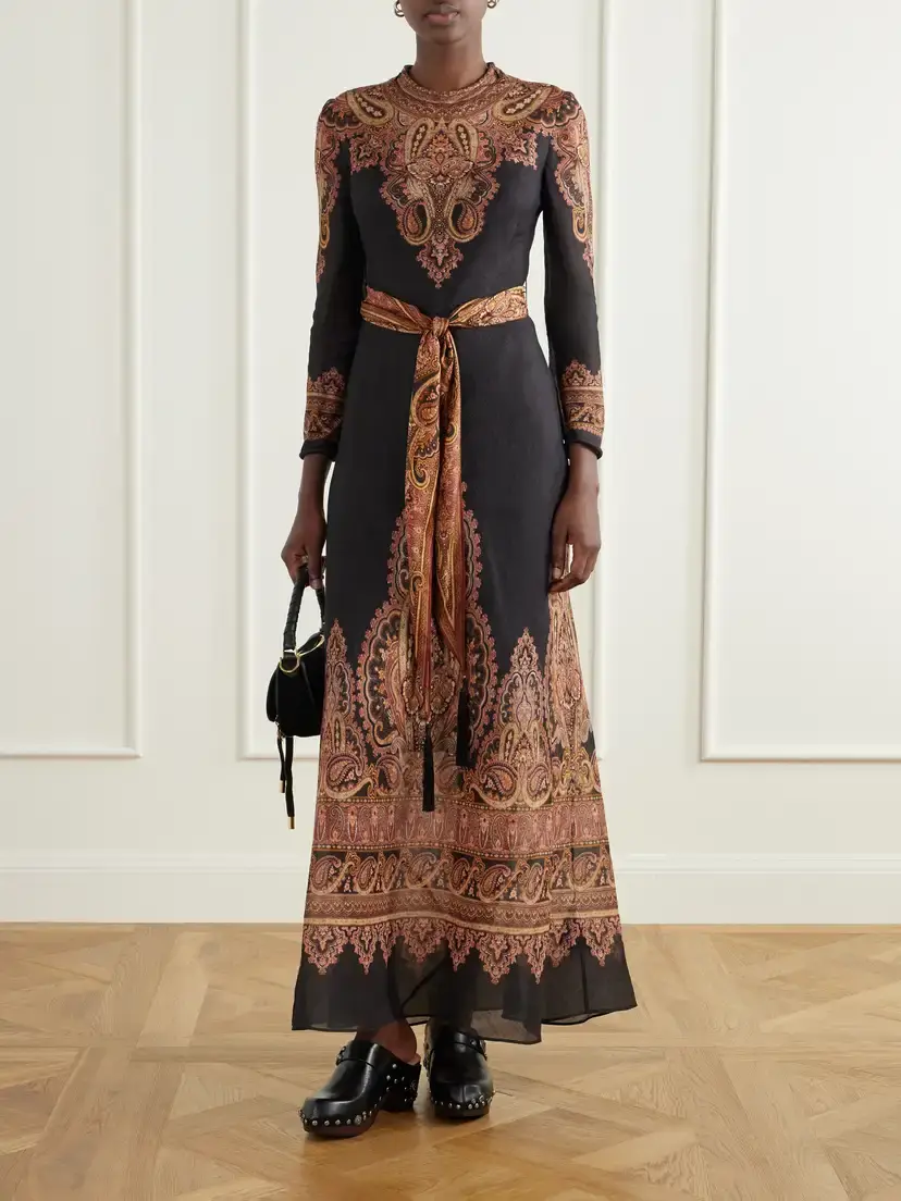 Zimmermann Ascent Belted Printed Linen And Silk-blend Maxi Dress | Thumbnail 2 Zimmermann Ascent Belted Printed Linen And Silk-blend Maxi Dress | Thumbnail 2