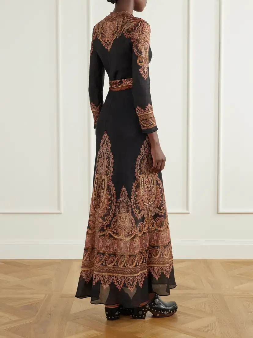 Zimmermann Ascent Belted Printed Linen And Silk-blend Maxi Dress | Thumbnail 3 Zimmermann Ascent Belted Printed Linen And Silk-blend Maxi Dress | Thumbnail 3