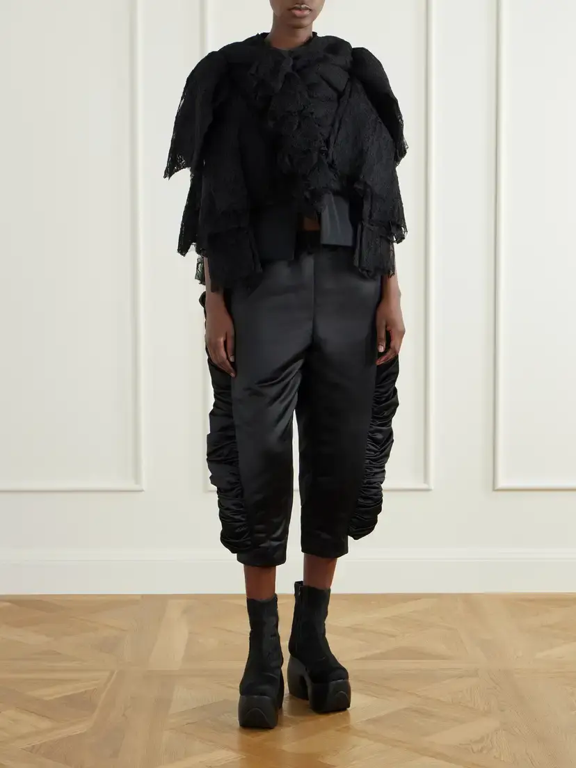 Comme des Garçons Cropped Ruffled Satin Slim-fit Capri Pants | Thumbnail 2 Comme des Garçons Cropped Ruffled Satin Slim-fit Capri Pants | Thumbnail 2