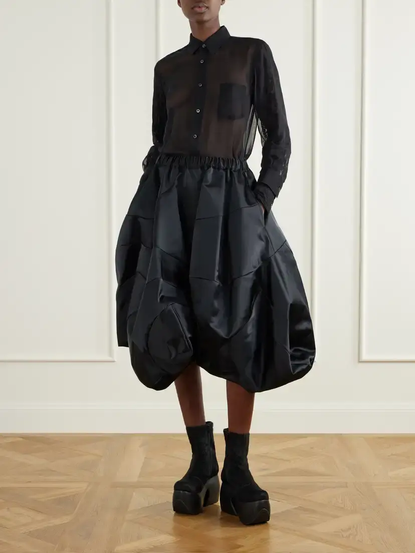 Comme des Garçons Gathered Satin Midi Skirt | Thumbnail 2