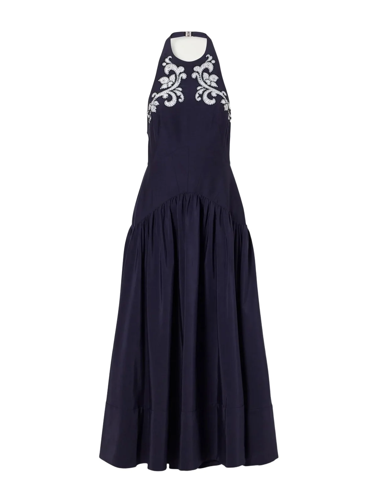 Dillon Crystal-embellished Appliquéd Embroidered Cotton-blend Poplin Halterneck Maxi Dress Dillon Crystal-embellished Appliquéd Embroidered Cotton-blend Poplin Halterneck Maxi Dress