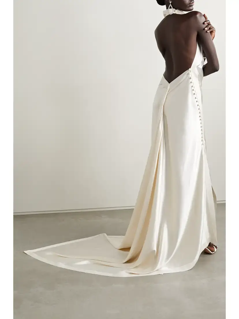 Danielle Frankel Sasha Draped Silk-charmeuse Halterneck Gown | Thumbnail 3 Danielle Frankel Sasha Draped Silk-charmeuse Halterneck Gown | Thumbnail 3
