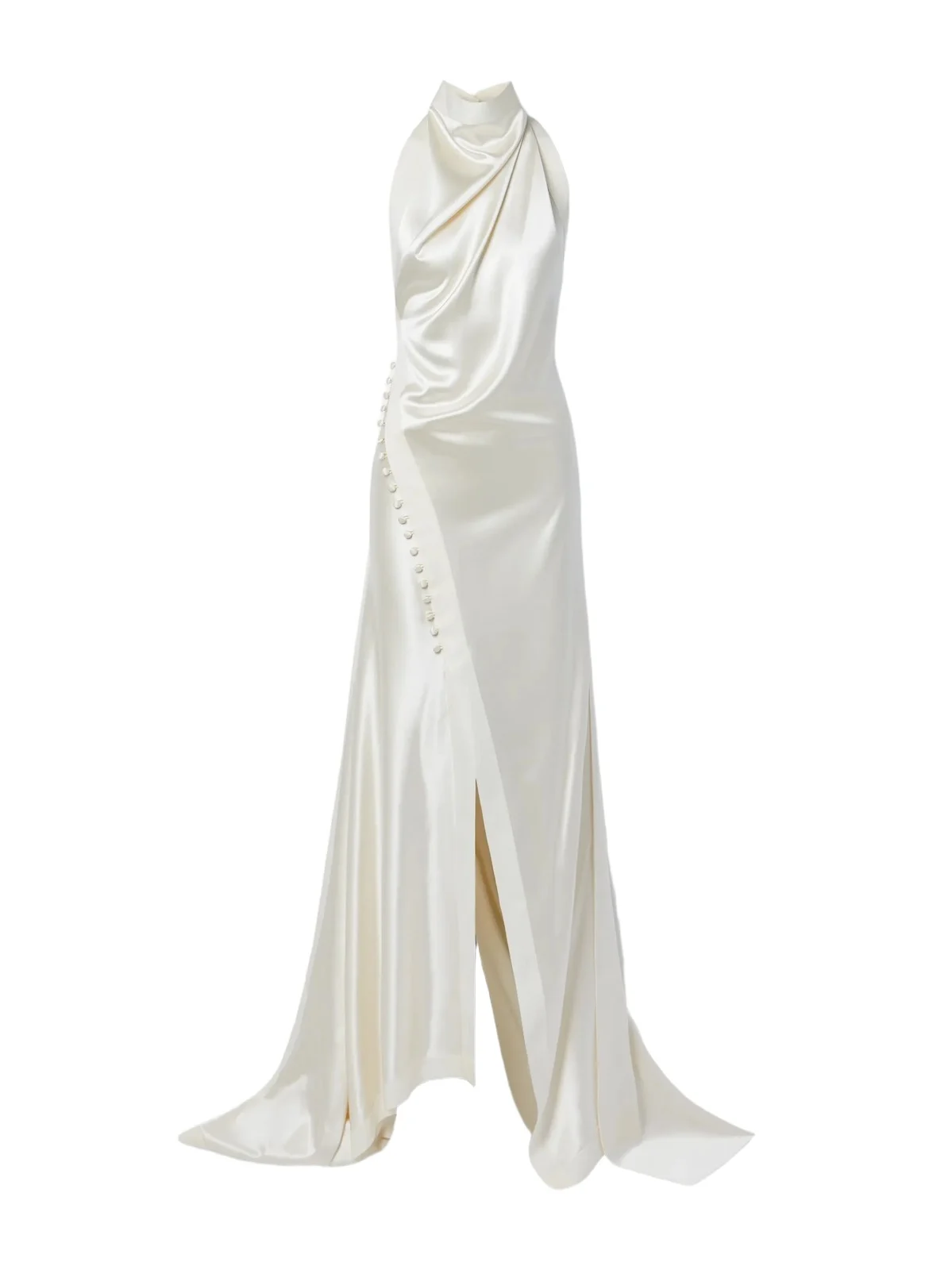 Danielle Frankel Sasha Draped Silk-charmeuse Halterneck Gown