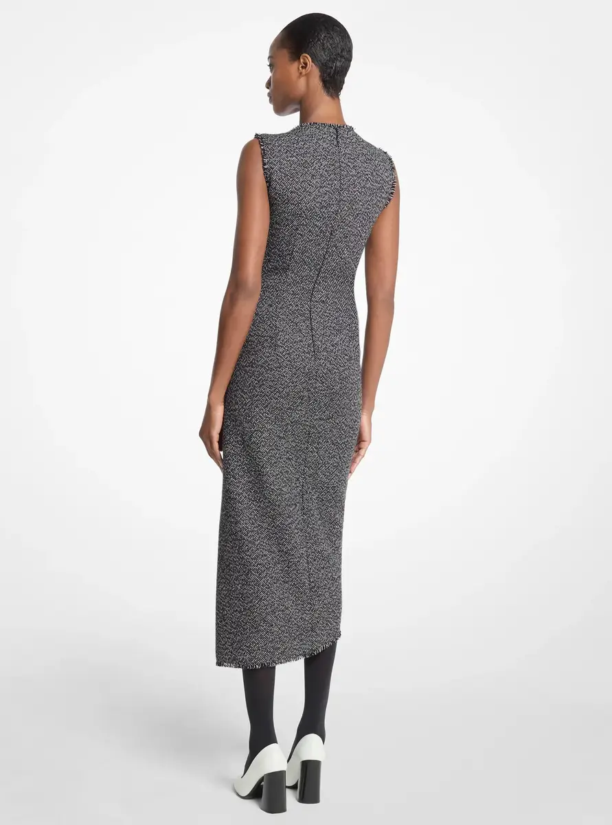 Michael Kors Collection Frayed Crosshatch Tweed Sheath Dress in Black | Thumbnail 2 Michael Kors Collection Frayed Crosshatch Tweed Sheath Dress in Black | Thumbnail 2