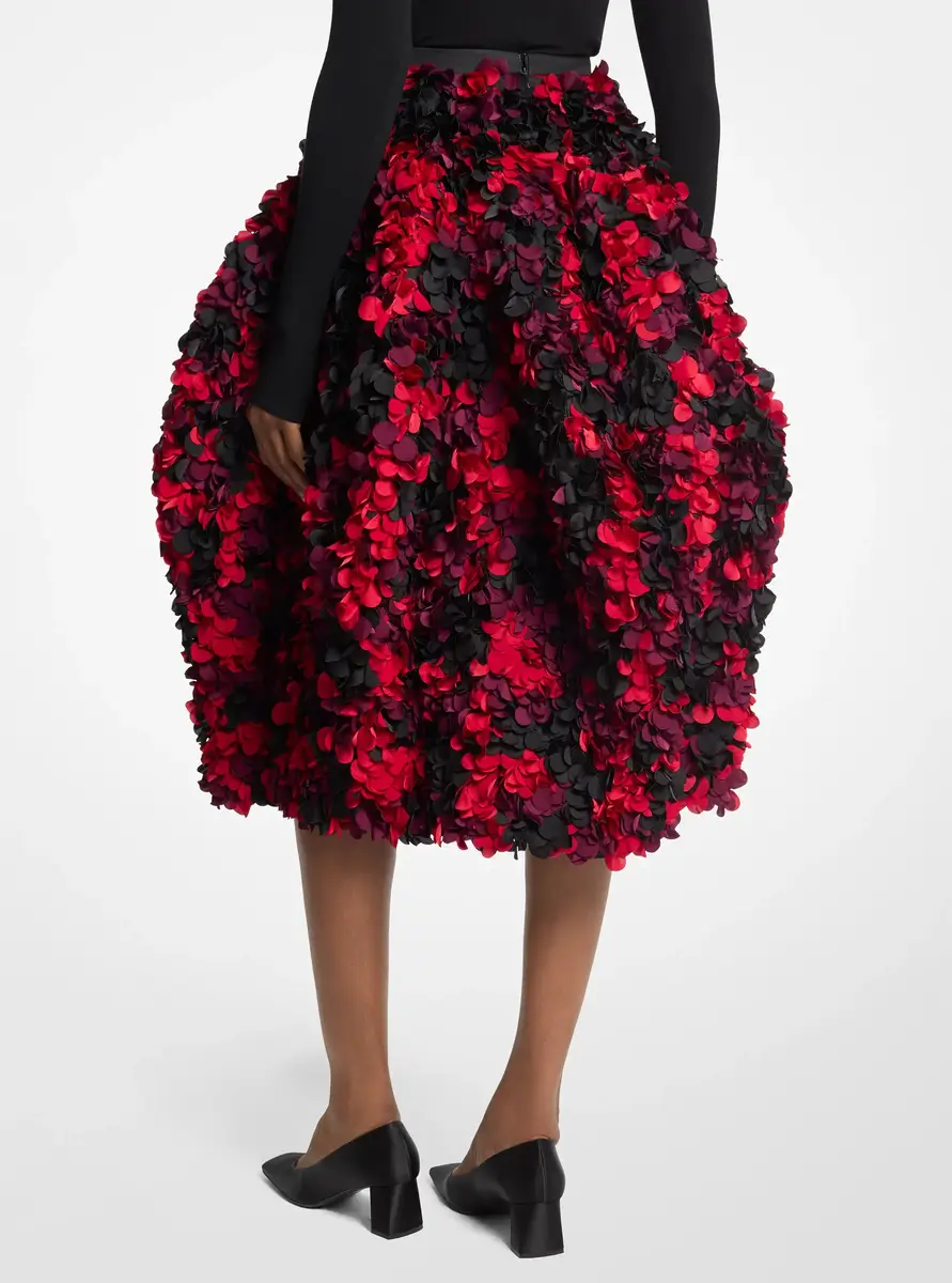 Michael Kors Collection Hand-Embroidered Petal Silk-and-Wool Mikado Skirt in Black | Thumbnail 2 Michael Kors Collection Hand-Embroidered Petal Silk-and-Wool Mikado Skirt in Black | Thumbnail 2