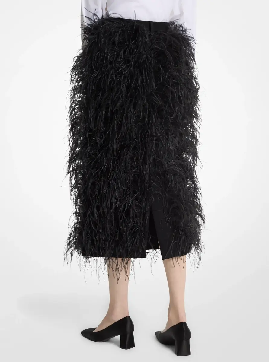 Michael Kors Collection Hand-Embroidered Feather Wool Gabardine Trouser Skirt in Black | Thumbnail 2 Michael Kors Collection Hand-Embroidered Feather Wool Gabardine Trouser Skirt in Black | Thumbnail 2