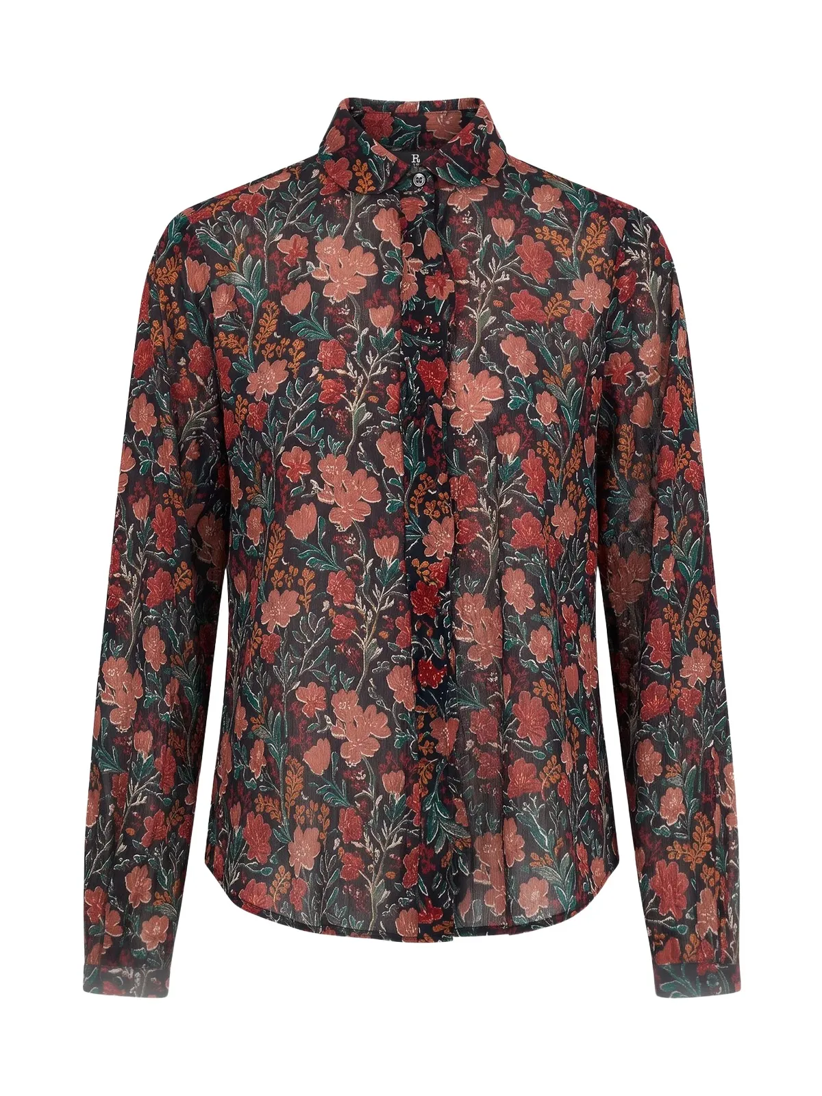 Cotton Floral Shrunken Ruffle Shirt Cotton Floral Shrunken Ruffle Shirt