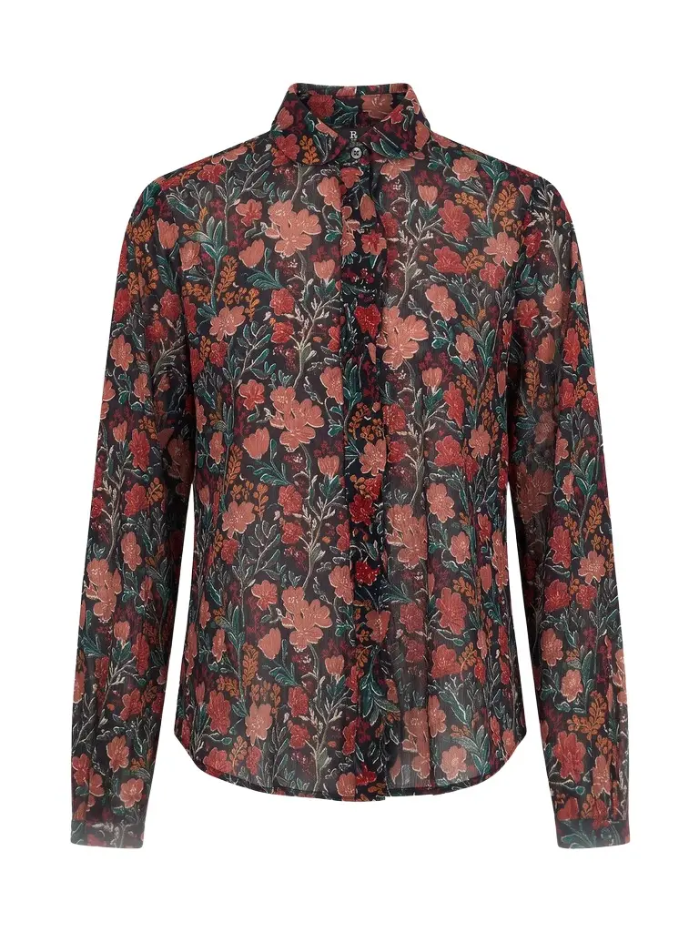 Cotton Floral Shrunken Ruffle Shirt Cotton Floral Shrunken Ruffle Shirt