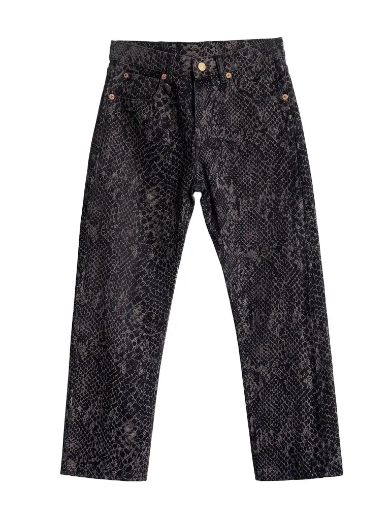 R13 Snake Jacquard BF Straight Leg Jeans