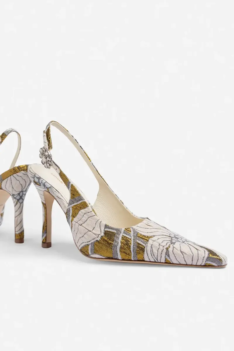 Markarian Larroudé by Markarian: Carine Pump Gold Floral Jacquard | Thumbnail 4