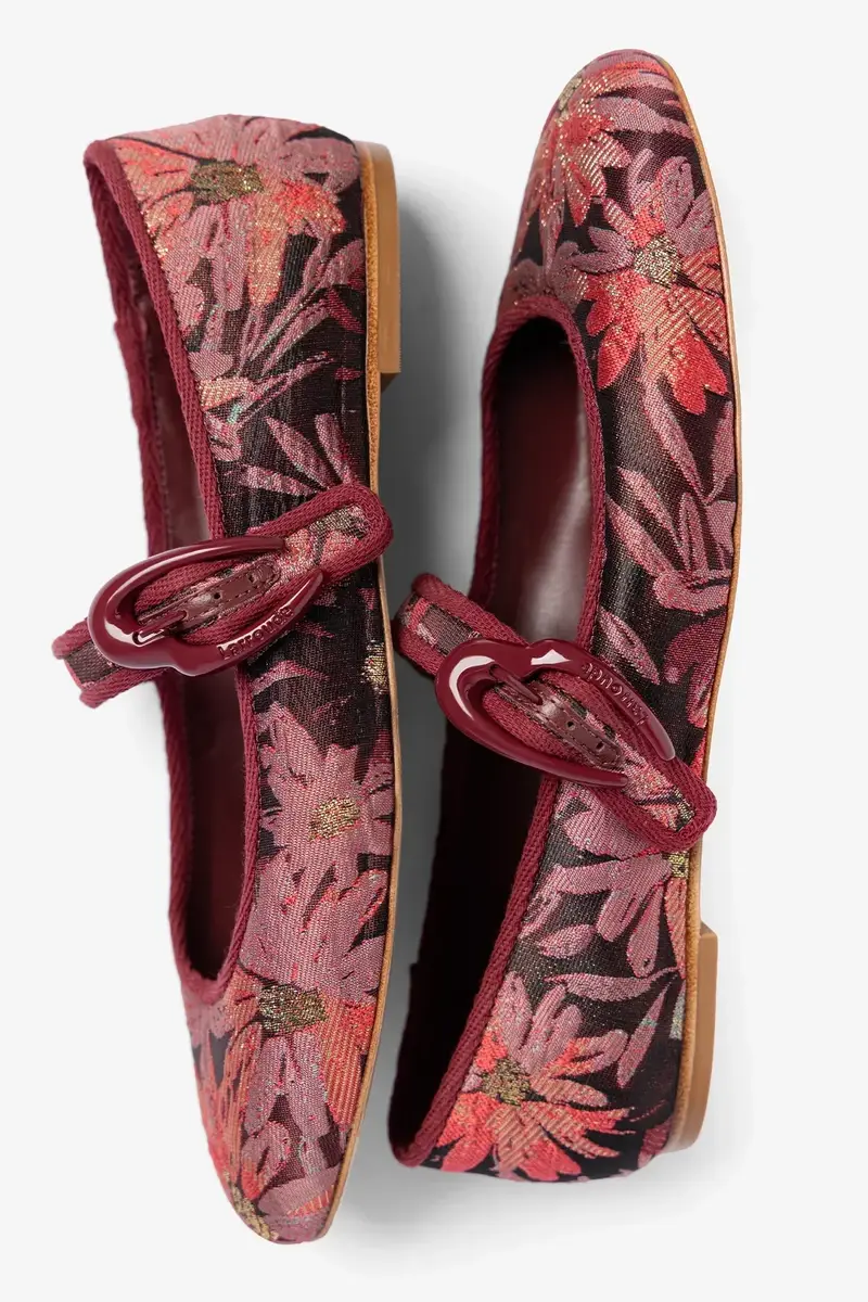 Markarian Larroudé by Markarian: Verona Ballet Flat Burgundy Floral Brocade | Thumbnail 2 Markarian Larroudé by Markarian: Verona Ballet Flat Burgundy Floral Brocade | Thumbnail 2