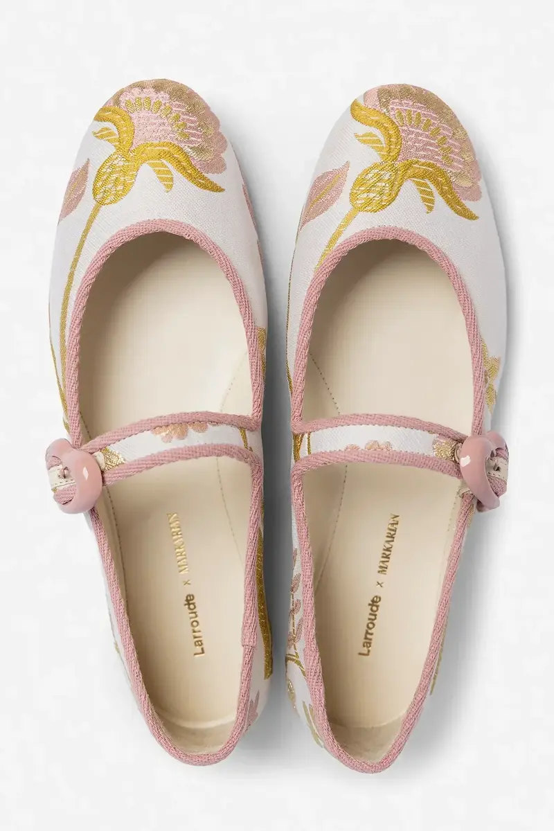 Markarian Larroudé by Markarian: Verona Ballet Flat Mist Floral Brocade | Thumbnail 2
