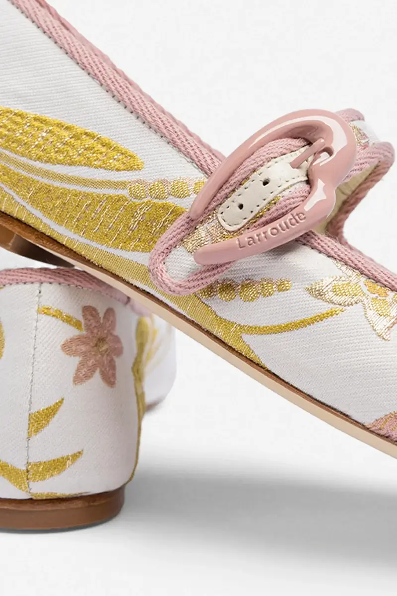 Markarian Larroudé by Markarian: Verona Ballet Flat Mist Floral Brocade | Thumbnail 3