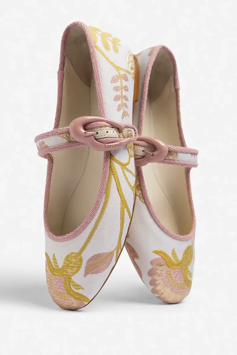 Markarian Larroudé by Markarian: Verona Ballet Flat Mist Floral Brocade | Thumbnail 4