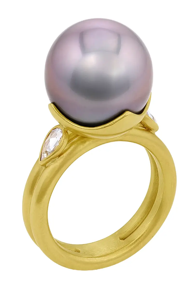 LEIGH MAXWELL Tahitian Pearl Diamond Bahari Ring | Thumbnail 3 LEIGH MAXWELL Tahitian Pearl Diamond Bahari Ring | Thumbnail 3