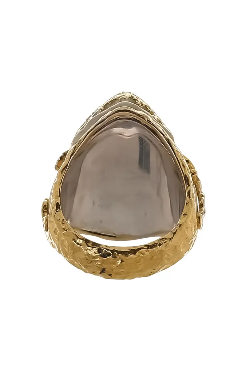 VICTOR VELYAN Black Tourmaline Diamond White Enamel Ring | Thumbnail 3 VICTOR VELYAN Black Tourmaline Diamond White Enamel Ring | Thumbnail 3