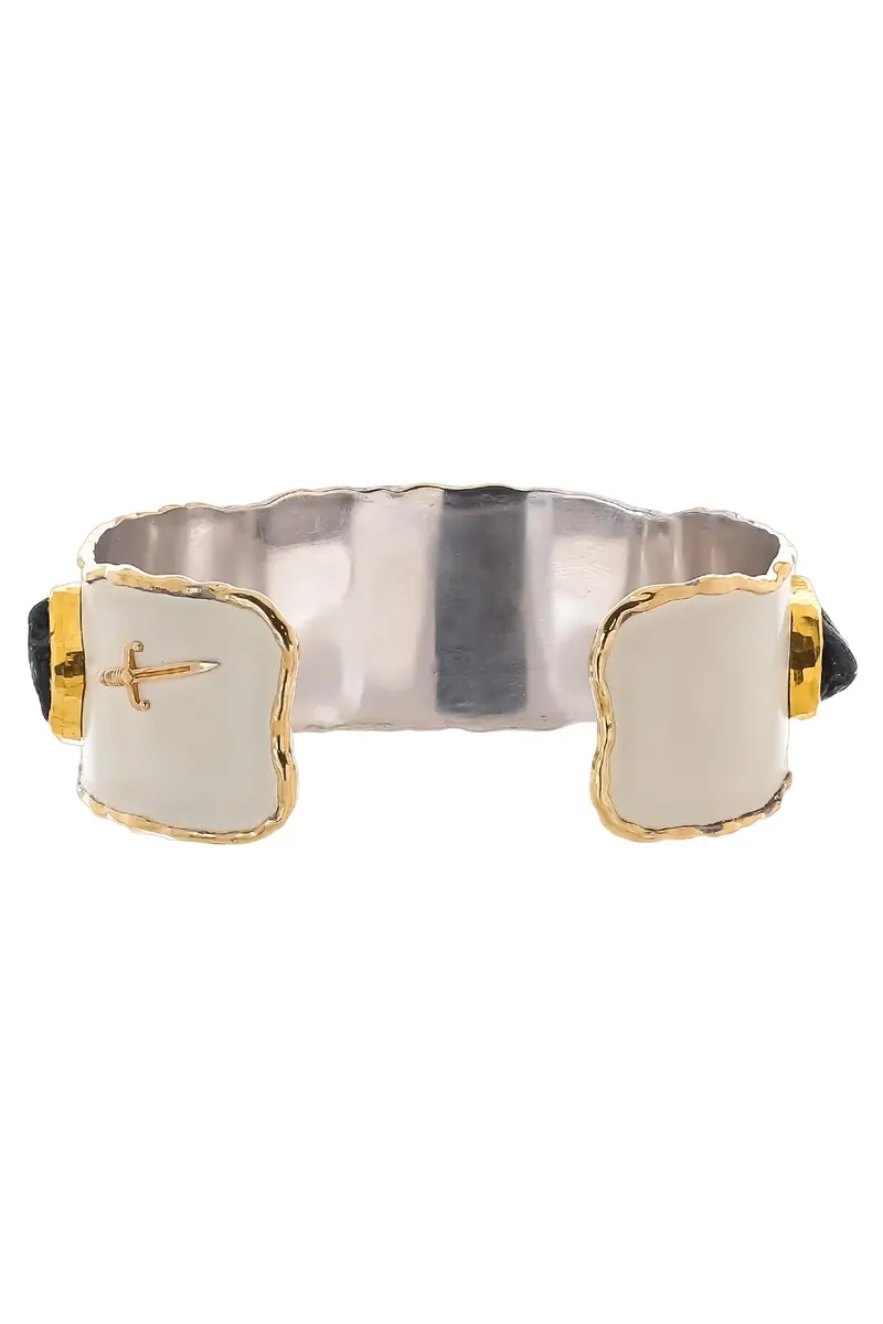 VICTOR VELYAN Black Tourmaline White Enamel Cuff Bracelet | Thumbnail 2 VICTOR VELYAN Black Tourmaline White Enamel Cuff Bracelet | Thumbnail 2