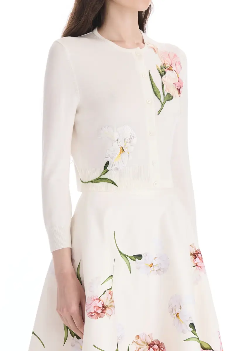 Oscar de la Renta Embroidered Crysanthemum Cardigan | Thumbnail 4 Oscar de la Renta Embroidered Crysanthemum Cardigan | Thumbnail 4