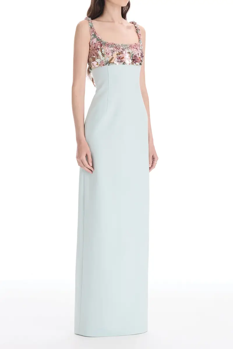 Oscar de la Renta Sleeveless Beaded Iris Embroidered Gown | Thumbnail 3 Oscar de la Renta Sleeveless Beaded Iris Embroidered Gown | Thumbnail 3