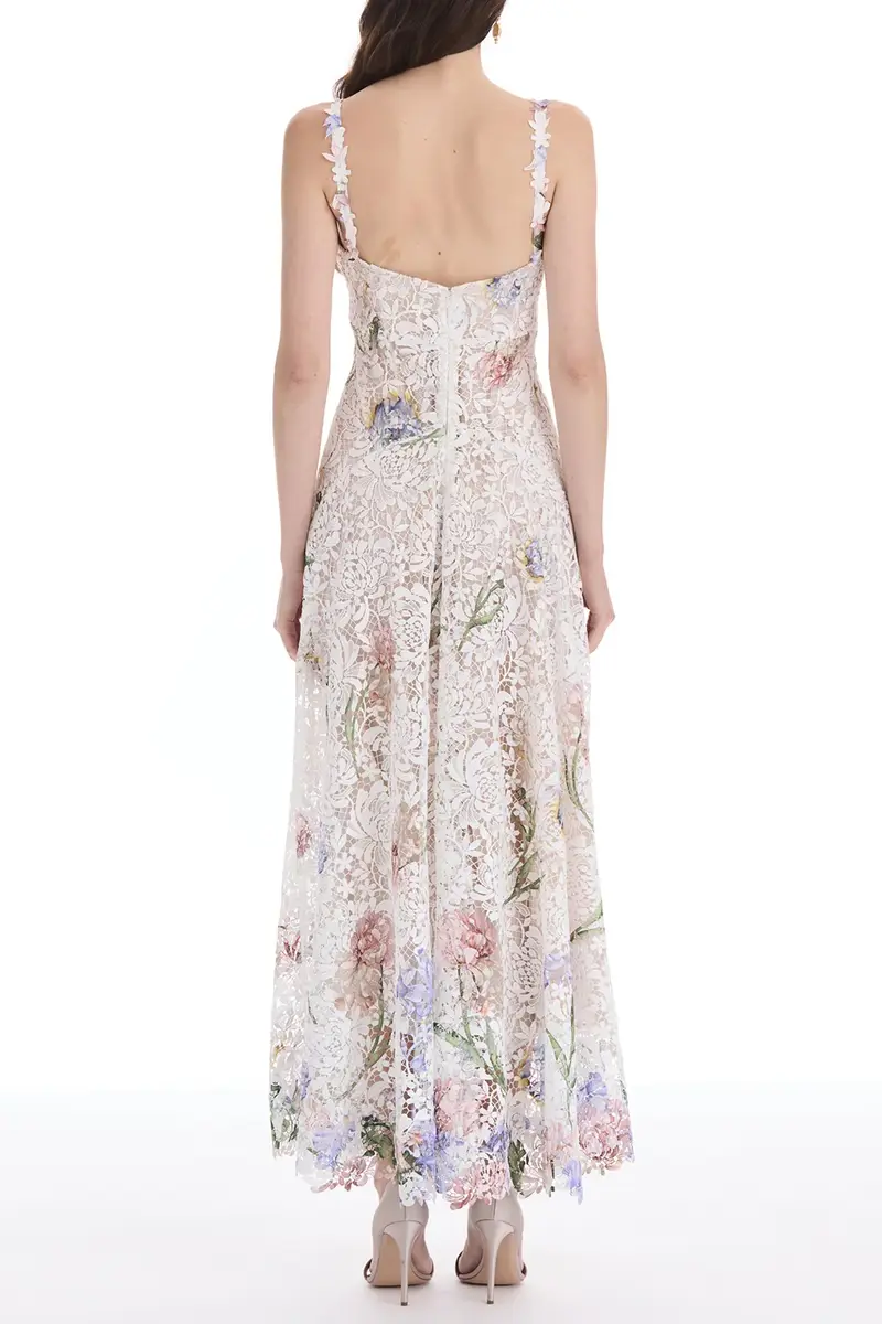 Oscar de la Renta Sleeveless Iris Degradé Printed Lace Day Dress | Thumbnail 4