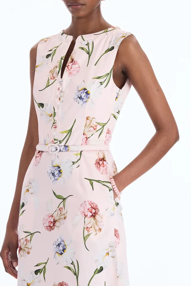 Oscar de la Renta Sleeveless Painted Iris Poplin Day Dress | Thumbnail 2 Oscar de la Renta Sleeveless Painted Iris Poplin Day Dress | Thumbnail 2
