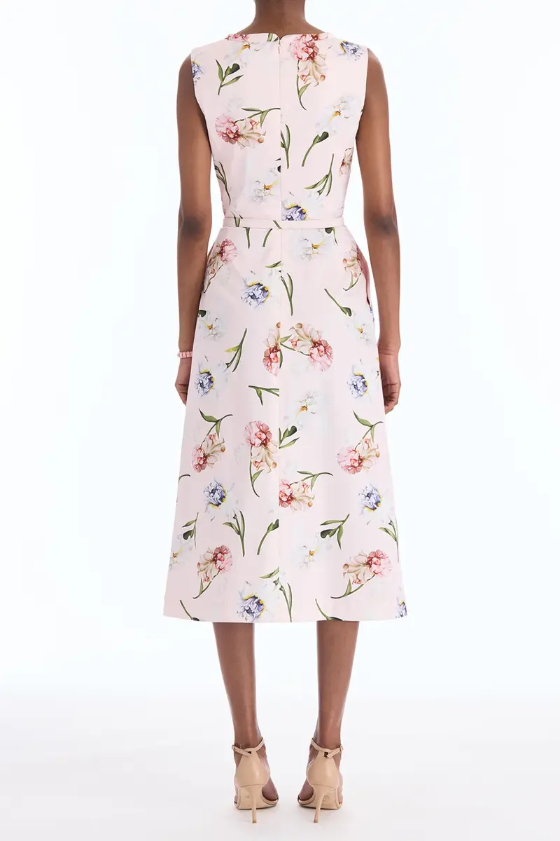 Oscar de la Renta Sleeveless Painted Iris Poplin Day Dress | Thumbnail 4 Oscar de la Renta Sleeveless Painted Iris Poplin Day Dress | Thumbnail 4