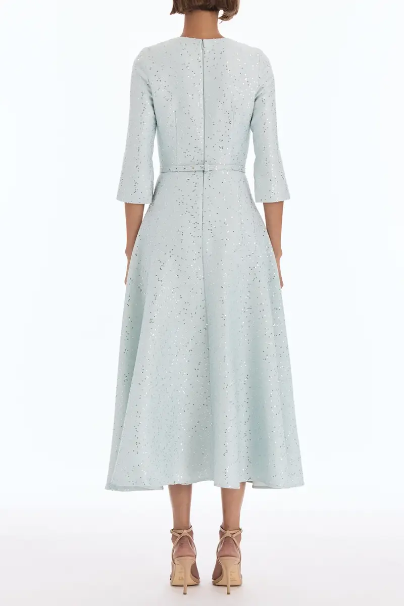 Oscar de la Renta Midi Sleeve Sequin Tweed Day Dress | Thumbnail 4 Oscar de la Renta Midi Sleeve Sequin Tweed Day Dress | Thumbnail 4