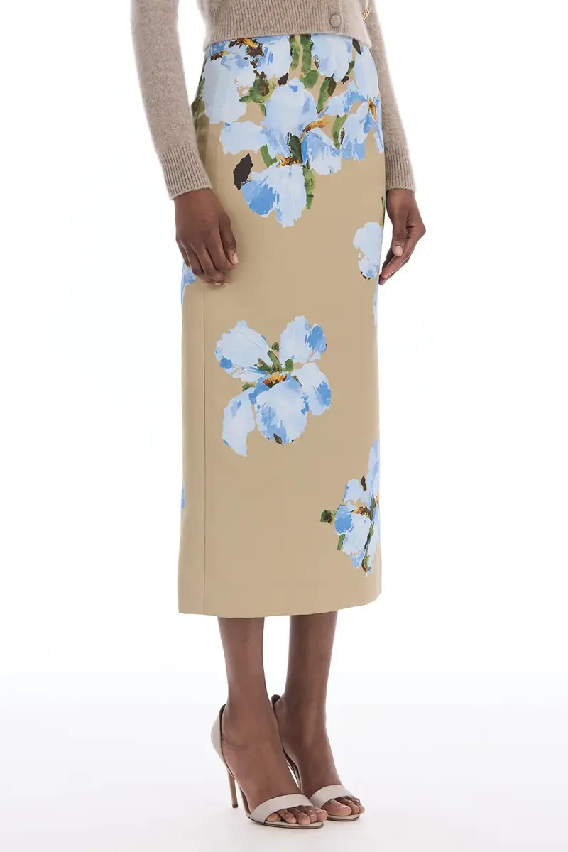 Oscar de la Renta Watercolor Iris Satin Pencil Skirt | Thumbnail 4 Oscar de la Renta Watercolor Iris Satin Pencil Skirt | Thumbnail 4
