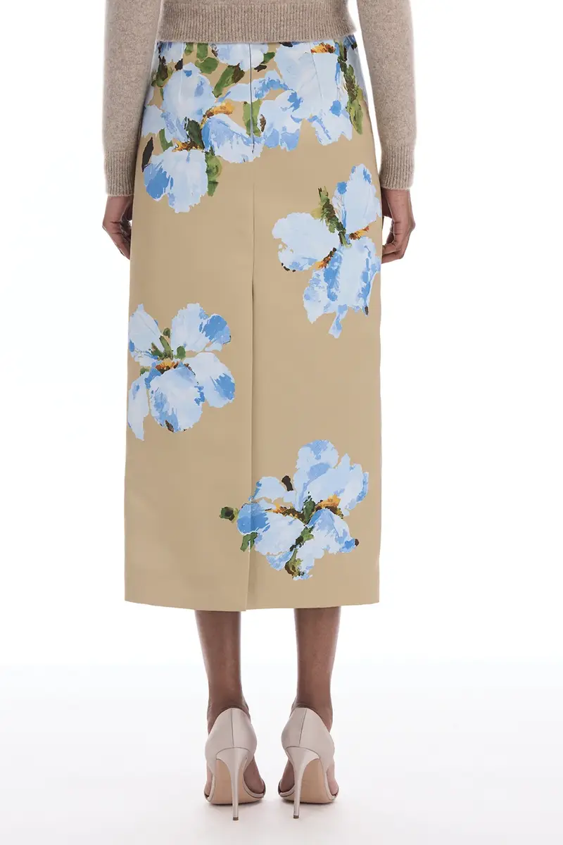 Oscar de la Renta Watercolor Iris Satin Pencil Skirt | Thumbnail 5 Oscar de la Renta Watercolor Iris Satin Pencil Skirt | Thumbnail 5