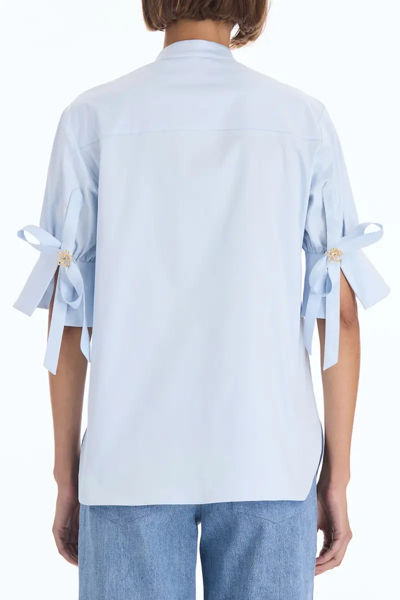 Oscar de la Renta Short Sleeve Poplin Sateen Blouse | Thumbnail 5 Oscar de la Renta Short Sleeve Poplin Sateen Blouse | Thumbnail 5