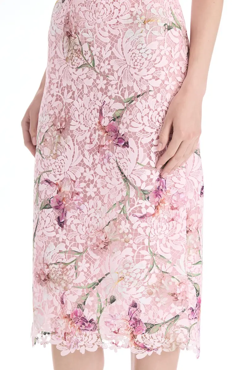 Oscar de la Renta Cape Sleeve Painted Iris Lace Day Dress | Thumbnail 4 Oscar de la Renta Cape Sleeve Painted Iris Lace Day Dress | Thumbnail 4