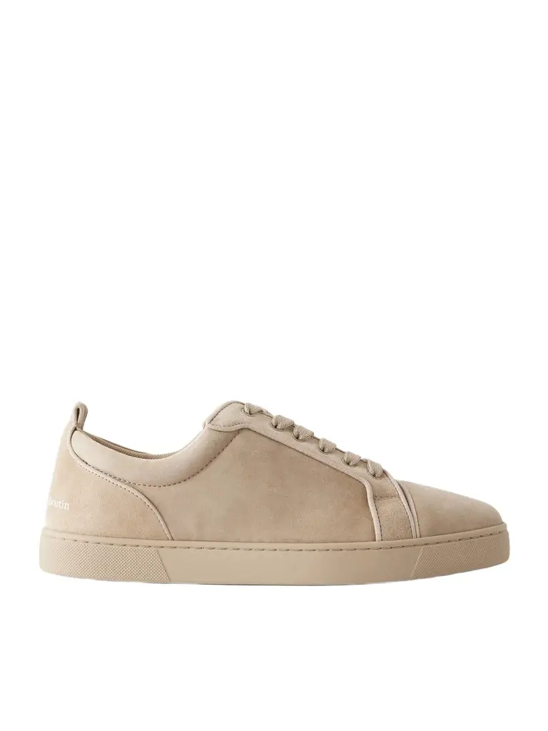 Christian Louboutin Louis Junior Grosgrain-Trimmed Suede Sneakers - Men