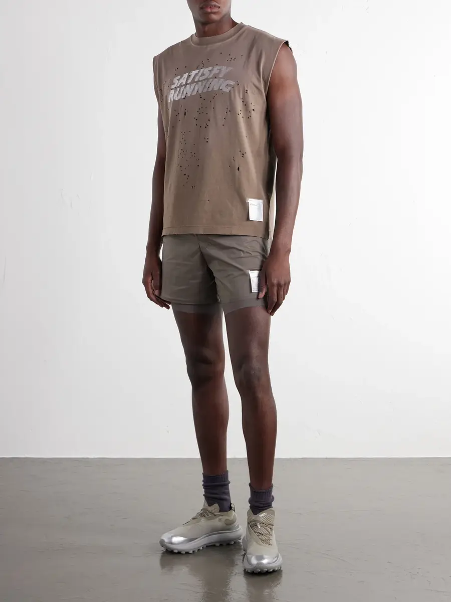 Satisfy Distressed Logo-Print MothTech™ Organic Cotton-Jersey Tank Top - Men | Thumbnail 2