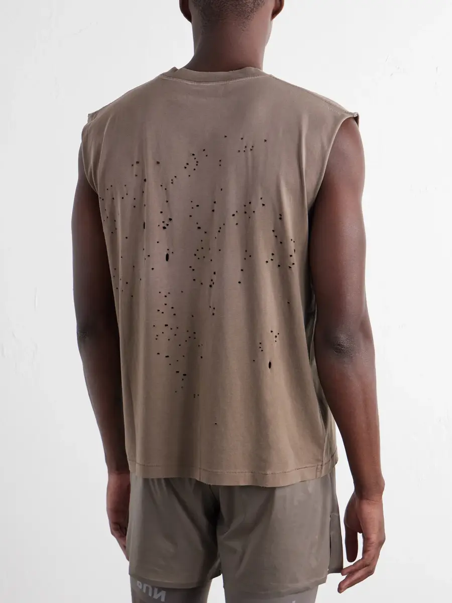 Satisfy Distressed Logo-Print MothTech™ Organic Cotton-Jersey Tank Top - Men | Thumbnail 4